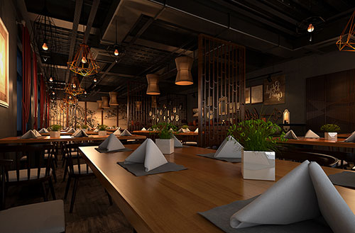 河西简约大气中式风格餐厅设计装修效果图