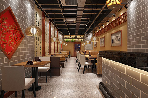 河西传统中式餐厅餐馆装修设计效果图
